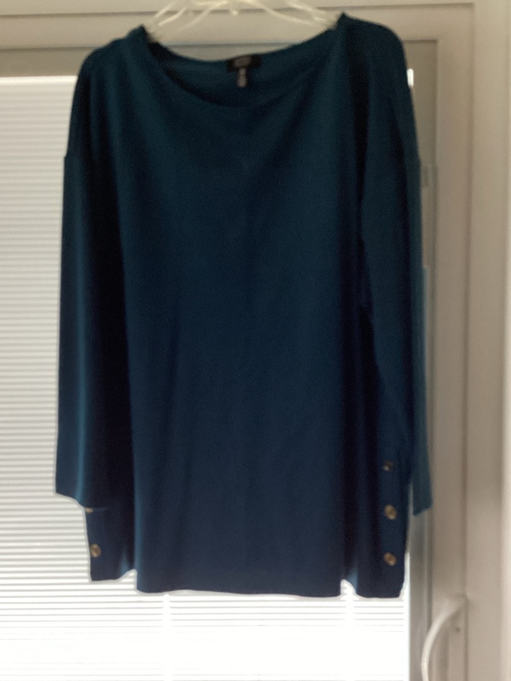 Women's Teal Long Sleeve Boatneck Top